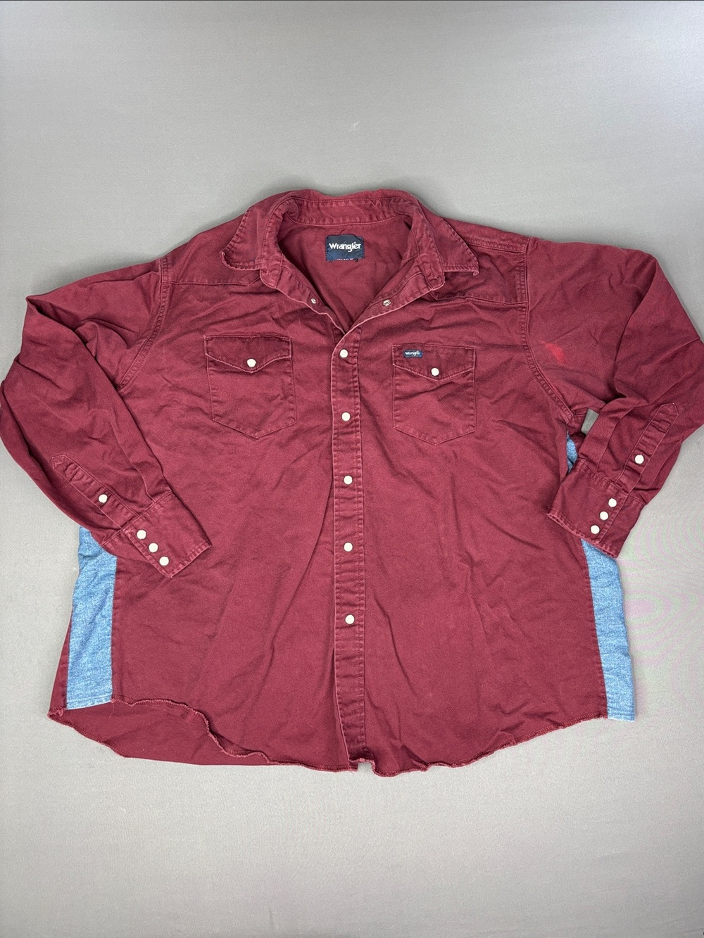 Vintage 90s Wrangler Brushpopper Western Shirt Men's 2XL XXL Heavyweight Maroon